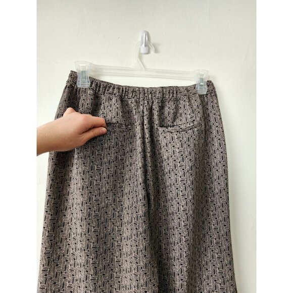 Geometric Pattern Wide-Leg Pants 4 Pockets Office Wear Palazzo Trousers Relaxed - Picture 7 of 15